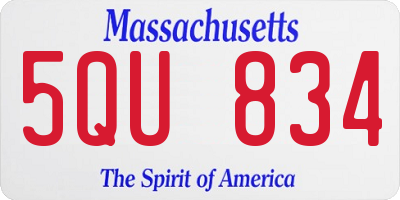 MA license plate 5QU834