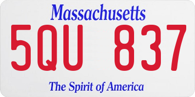 MA license plate 5QU837