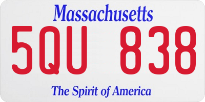 MA license plate 5QU838