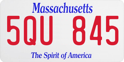 MA license plate 5QU845