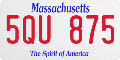 MA license plate 5QU875