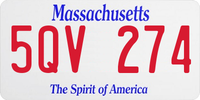 MA license plate 5QV274