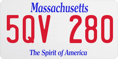 MA license plate 5QV280