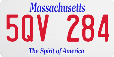 MA license plate 5QV284