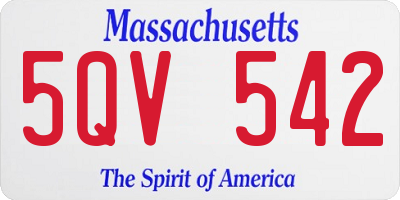 MA license plate 5QV542