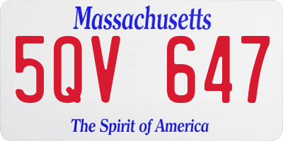 MA license plate 5QV647