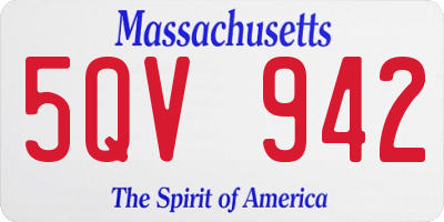 MA license plate 5QV942