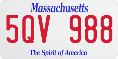 MA license plate 5QV988