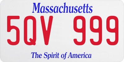 MA license plate 5QV999