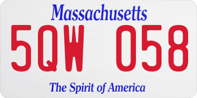 MA license plate 5QW058