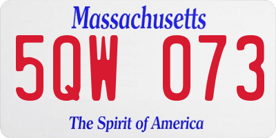 MA license plate 5QW073