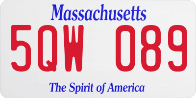 MA license plate 5QW089