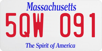 MA license plate 5QW091