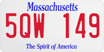 MA license plate 5QW149