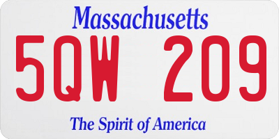 MA license plate 5QW209