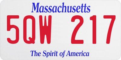 MA license plate 5QW217