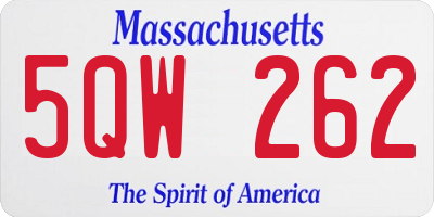 MA license plate 5QW262