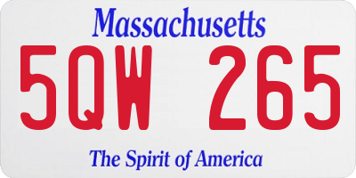 MA license plate 5QW265
