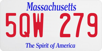MA license plate 5QW279