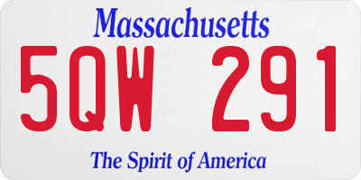 MA license plate 5QW291