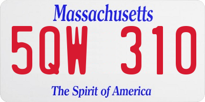 MA license plate 5QW310