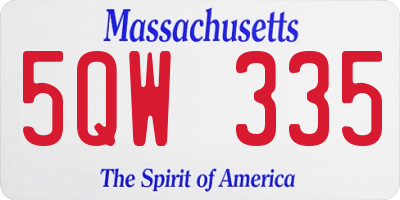 MA license plate 5QW335