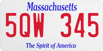 MA license plate 5QW345