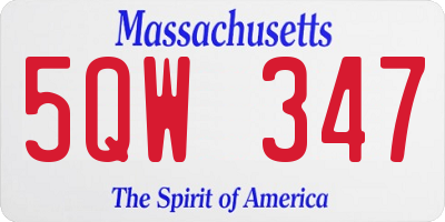 MA license plate 5QW347