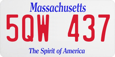 MA license plate 5QW437
