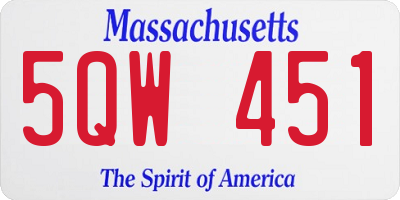 MA license plate 5QW451