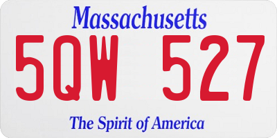 MA license plate 5QW527
