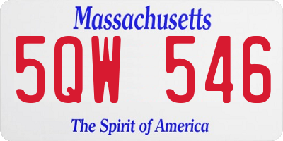 MA license plate 5QW546
