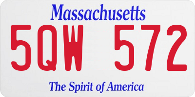 MA license plate 5QW572