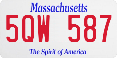MA license plate 5QW587