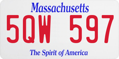 MA license plate 5QW597