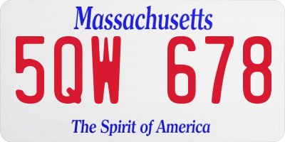 MA license plate 5QW678