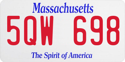 MA license plate 5QW698