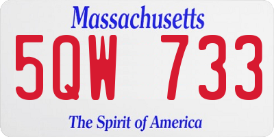 MA license plate 5QW733