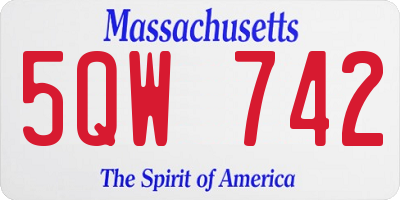 MA license plate 5QW742