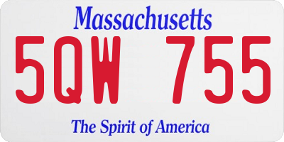 MA license plate 5QW755