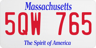MA license plate 5QW765