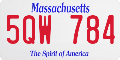 MA license plate 5QW784