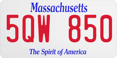 MA license plate 5QW850