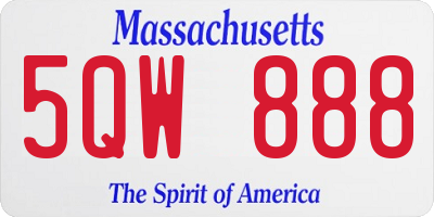 MA license plate 5QW888
