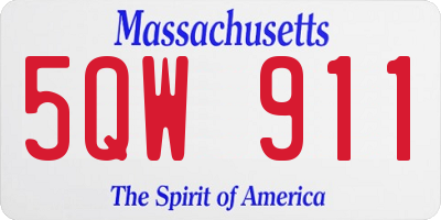 MA license plate 5QW911