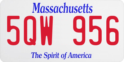 MA license plate 5QW956