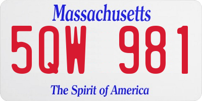 MA license plate 5QW981