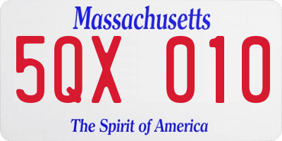 MA license plate 5QX010
