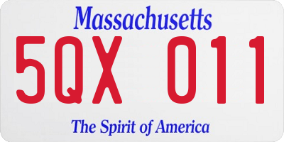 MA license plate 5QX011