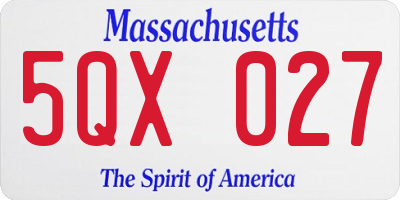 MA license plate 5QX027